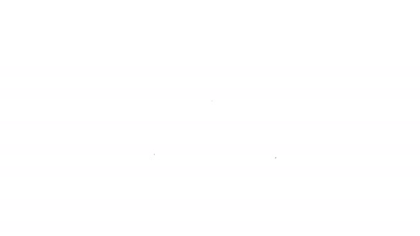Zwarte lijn Hanger garderobe pictogram geïsoleerd op witte achtergrond. Cloakroom icoon. Kleding service symbool. Wasserij hangerbord. 4K Video motion grafische animatie - Video