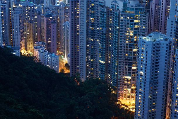 Rascacielos de Hong Kong que es visible desde el pico Victoria
 - Foto, imagen