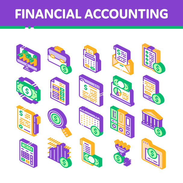 Serie di icone vettoriali isometriche di contabilità finanziaria
 - Vettoriali, immagini