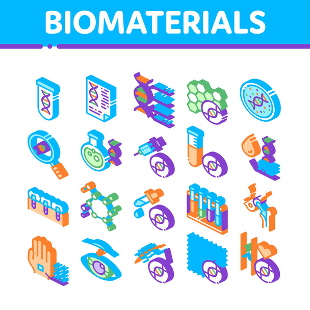 Biomaterialen Isometrische Iconen Set Vector - Vector, afbeelding