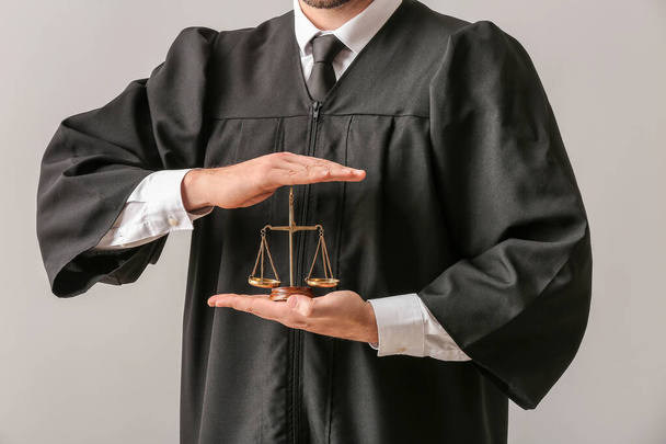 Male judge on light background, closeup - Fotoğraf, Görsel