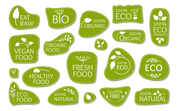 Eco groene label blad natuurlijke product vector set - Vector, afbeelding