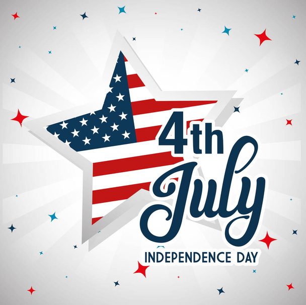 4. Júliusban boldog függetlenség napja dekorációval - Vektor, kép