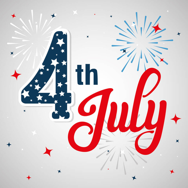 4 juli gelukkige onafhankelijkheidsdag met decoratie - Vector, afbeelding