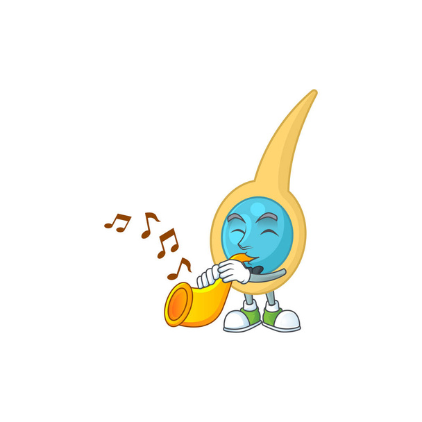 Talented musician of clostridium tetani mascot design playing music with a trumpet - Вектор,изображение