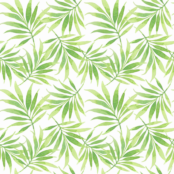 Watercolor seamless pattern with palm leaves. Tropical background for your design. - Photo, image