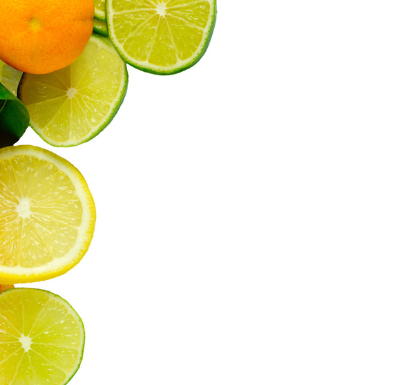 Vitamin C Overload, Stacks of sliced fruit isolated on white - Foto, Bild