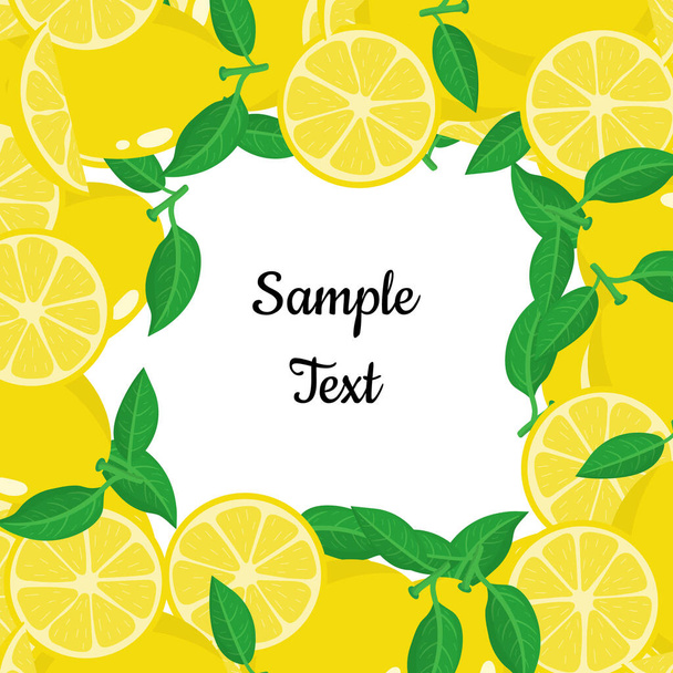 Umrahmen Sie Hintergrund aus gelben Zitronenfrüchten mit Platz für Text. Cartoon Bio-Süßspeisen. Sommerfrüchte für einen gesunden Lebensstil. Vektorillustration für jedes Design. - Vektor, Bild