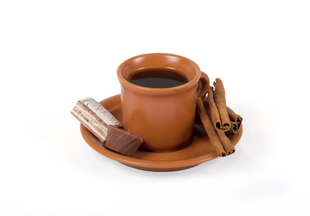 Closeup shot of freshly prepared cup of italian espresso - Photo, Image