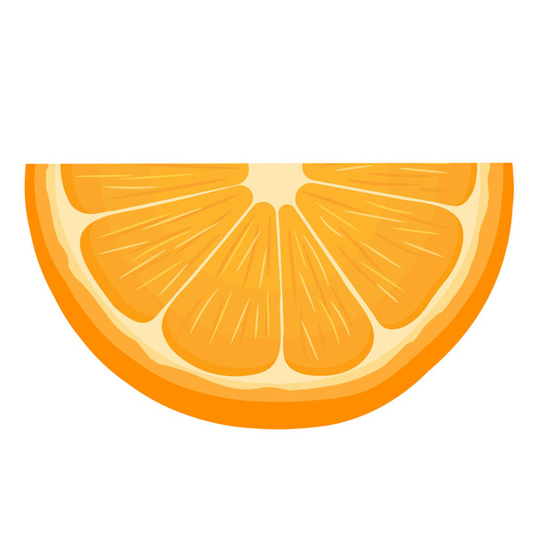 Fresh bright exotic slice tangerine or mandarin isolated on white background. Summer fruits for healthy lifestyle. Organic fruit. Cartoon style. Vector illustration for any design. - Vektör, Görsel