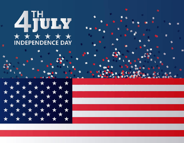 vierde juli Onafhankelijkheidsdag viering met vlag - Vector, afbeelding