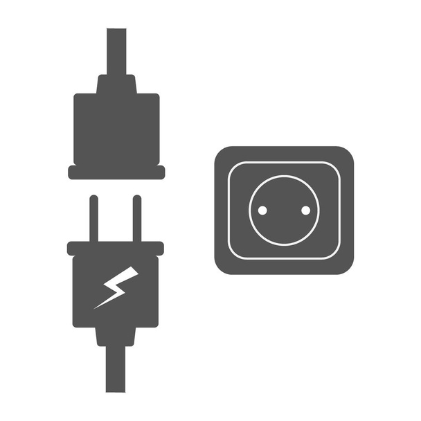 Elektromos csatlakozó és kimeneti ikon készlet vektor illusztráció tervezés - Vektor, kép