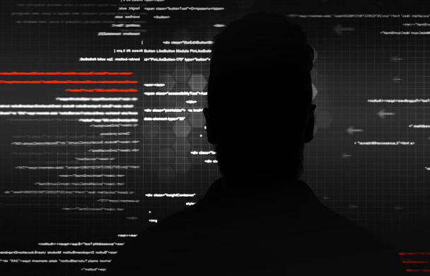 サイバーハッカー攻撃データ安全なハッキングインターフェイス  - 写真・画像
