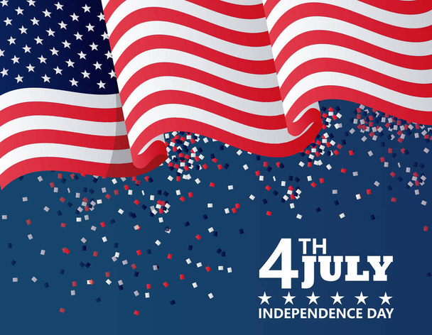Четвертый день независимости США с флагом
 - Вектор,изображение