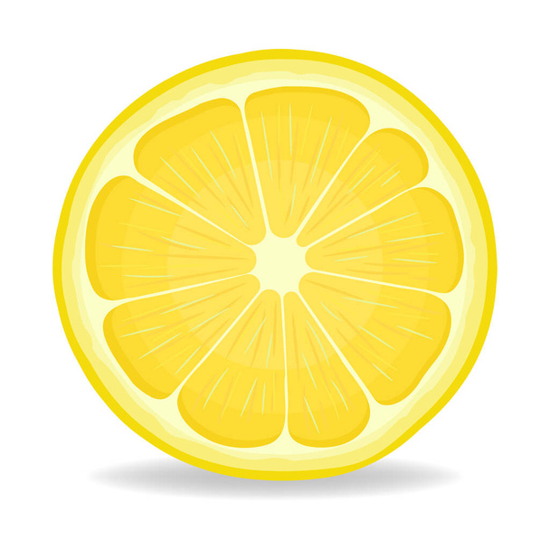 Fruta fresca de limão meio exótica brilhante isolada no fundo branco. Frutos de verão para um estilo de vida saudável. Fruta orgânica. Estilo dos desenhos animados. Ilustração vetorial para qualquer projeto
. - Vetor, Imagem