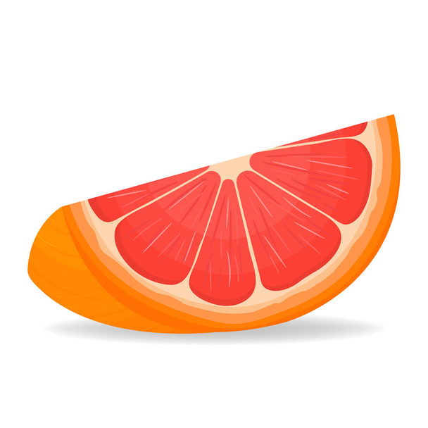 Fresh bright exotic cut slice grapefruit isolated on white background. Summer fruits for healthy lifestyle. Organic fruit. Cartoon style. Vector illustration for any design. - Вектор, зображення