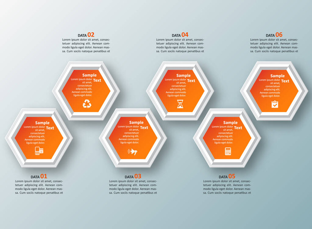 vector abstract 3d paper infographic elements.Hexagon infographics.Honeycomb design - Vecteur, image