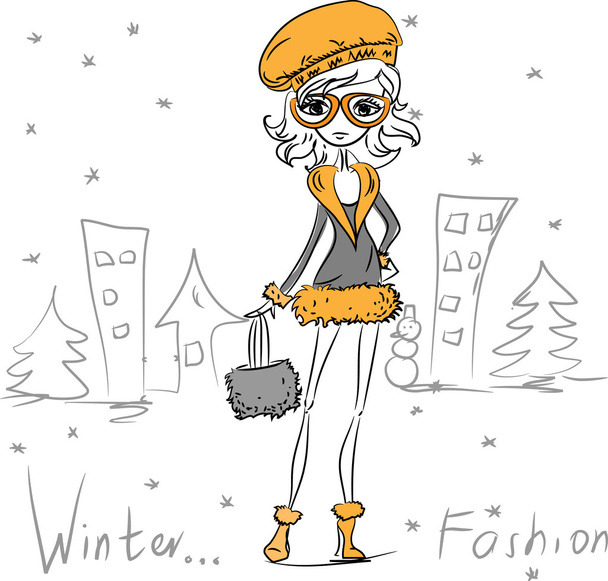 Cartoon fashionable girl - Vektor, obrázek