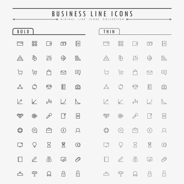 Business Line Icons auf fettem und dünnem Linien-Konzeptvektor - Vektor, Bild