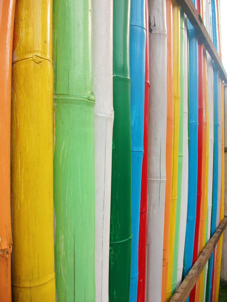 Wall made of bamboo colorful - Photo, Image