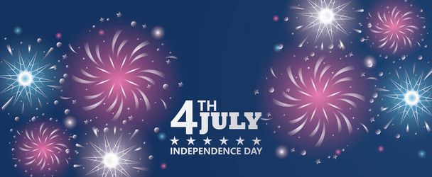 negyedik július usa függetlenségi nap ünneplés tűzijátékkal - Vektor, kép