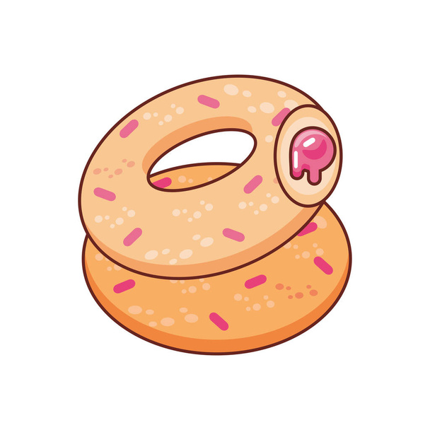 heerlijke donuts op witte achtergrond - Vector, afbeelding