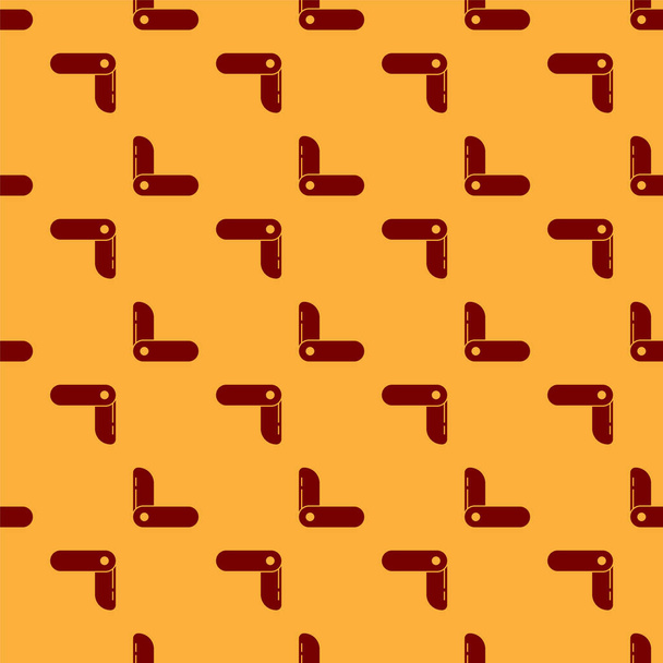 Rood Zwitsers legermes icoon geïsoleerd naadloos patroon op bruine achtergrond. Multitool, multifunctioneel zakmes. Multifunctioneel gereedschap. Vector Illustratie - Vector, afbeelding
