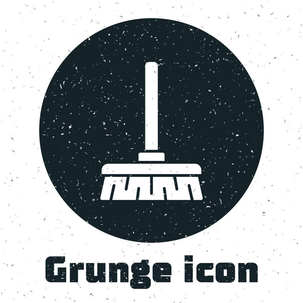 Значок "Grunge Handle" выделен на белом фоне. Концепция уборки. Монохромный винтажный рисунок. Векторная миграция
 - Вектор,изображение