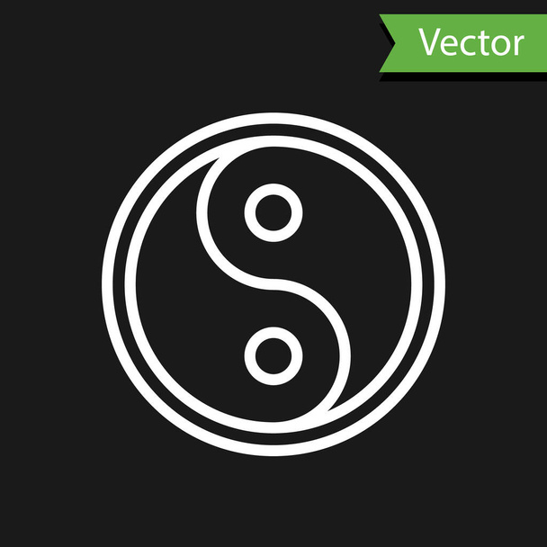 Ligne blanche Yin Yang symbole de l'harmonie et l'icône de l'équilibre isolé sur fond noir. Illustration vectorielle
 - Vecteur, image