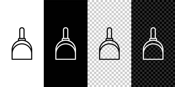 Impostare linea icona Dustpan isolato su sfondo bianco e nero. Servizi di pulizia scoop. Illustrazione vettoriale - Vettoriali, immagini