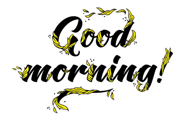 Good morning - script lettering for greeting card. Vector - Vector, afbeelding