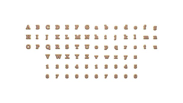 Alphabets et nombres 3D avec des perspectives correspondantes de chaque côté pour construire des mots avec une calligraphie détaillée sur un blanc
 - Photo, image