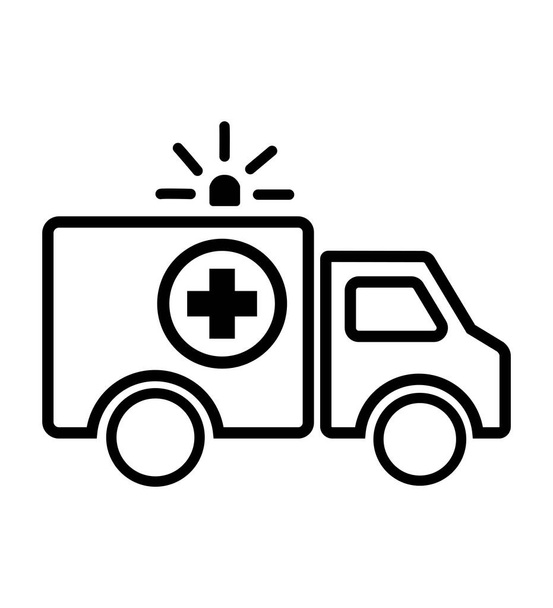 Ambulance line car icon isolated on white vector illustration - Vector, Image