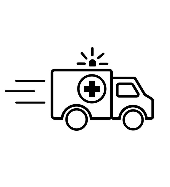 Ambulance auto pictogram lijn geïsoleerd op witte vector illustratie - Vector, afbeelding