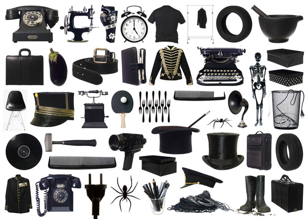 Collage de objetos negros
 - Foto, imagen