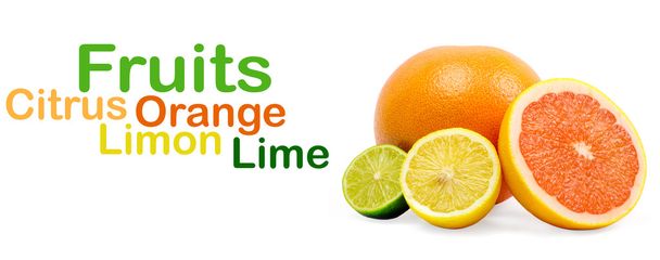 Image of a fresh lime,lemon and orange isolated on white - Foto, Imagen