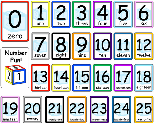 Numbers Flash Cards Set 0-25 - Vector, Image