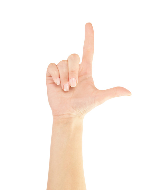 χέρι δείχνοντας, επαφή ή πιέζοντας απομονωθεί σε λευκό - Φωτογραφία, εικόνα