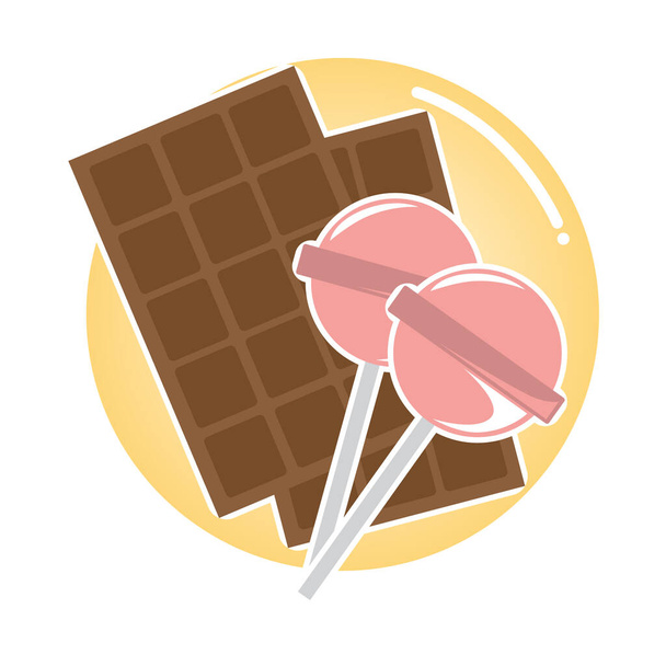 chocolate bars and lollipop - Vector, Image