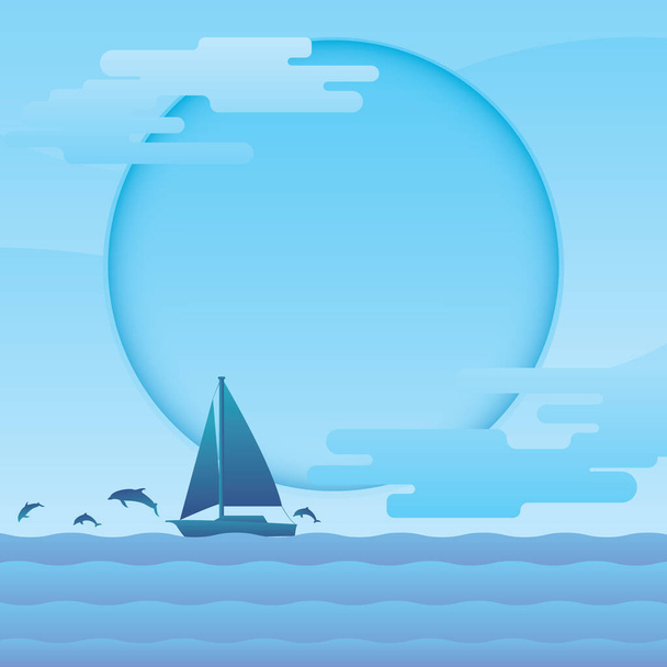 A sailboat in sea illustration. - Vetor, Imagem