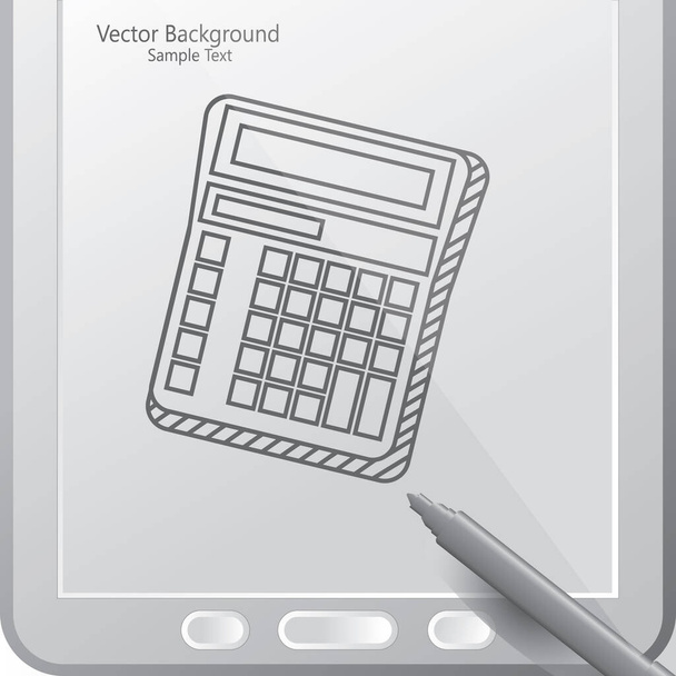 calculator in a tablet with stylus - Vector, Image