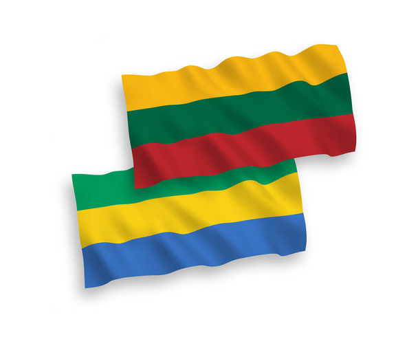 Vlaggen van Litouwen en Gabon op een witte achtergrond - Vector, afbeelding