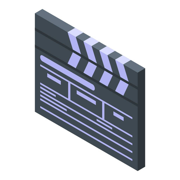 Clapperboard icon, isometric style - Vector, imagen