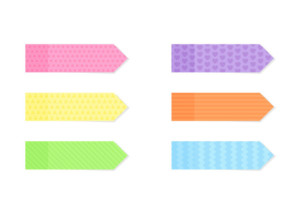 Papel ou marcador colorido e texturizado pegajoso definido em estilo plano
. - Vetor, Imagem