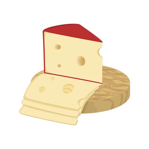 三角形のチーズ、チーズアイコン3D 、チーズ現実的な食べ物、ベクトルイラスト - ベクター画像