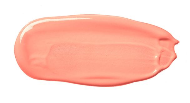 Beige lipstick smeared isolated on white - Photo, Image
