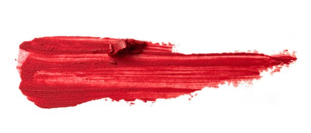 Batom vermelho manchado isolado em branco
 - Foto, Imagem
