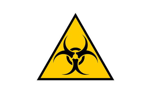 Danger biohazard caution sign, isolated on a white background. Warning poster. Stay away from the exclusion zone. No entry. Disease prevention, control and management - Photo, Image