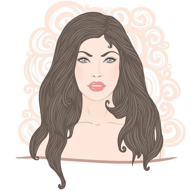 Spa set: girl with long hair - Vector, Image