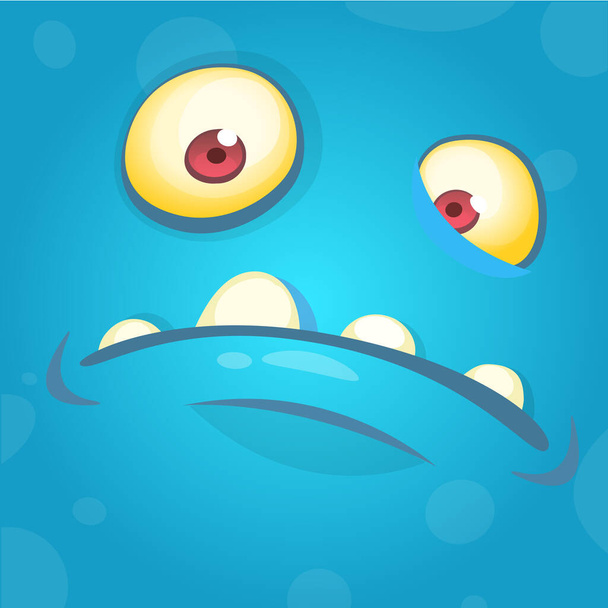 Funny smiling cartoon monster face avatar. Halloween monster character. Prints design for t-shirts - ベクター画像